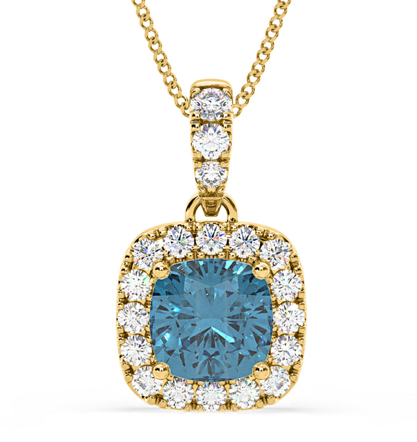 Beatrice Blue Lab Diamond Cushion Cut Necklace 1.38ct in 18K Gold - Elara Collection